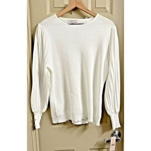 Nanette Nanette Lepore‎ Women's 1X Metallic Bright White Snowflake Sweater NWT